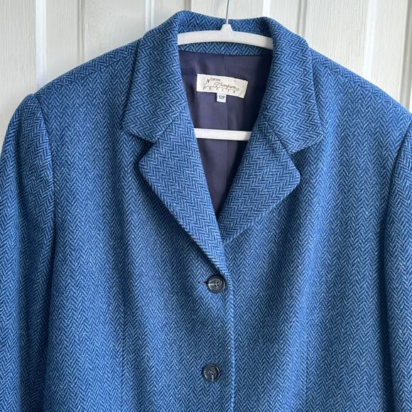 Vintage Norm Thompson Wool Herringbone Tweed Blazer Petite - Picture 3 of 8